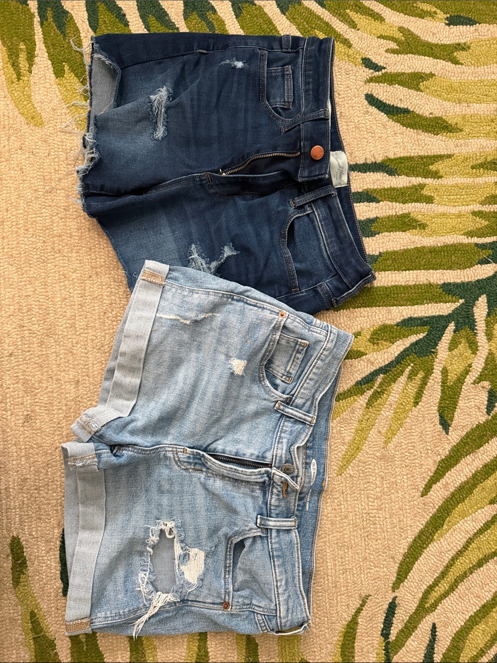 Old Navy Distressed Denim Shorts - Light Blue & Dark Blue